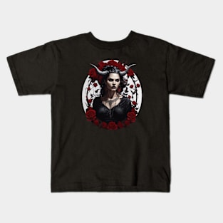 Female Demon With Horns Kids T-Shirt